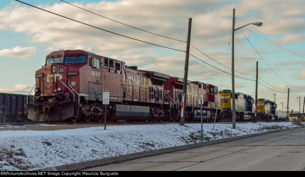 CP AC44CW and CSX Locomotives in the yard